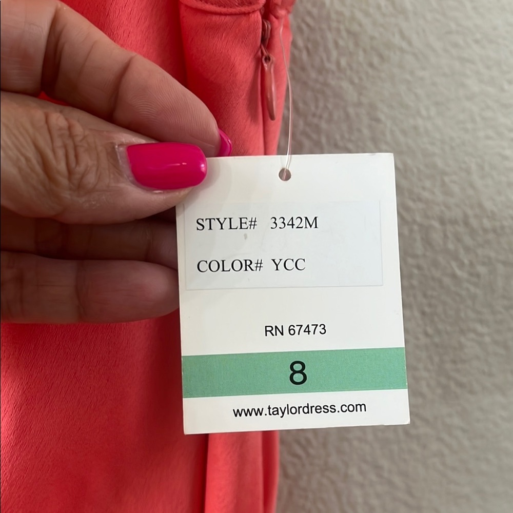 Taylor Coral Maxi Neck Tie Front Dress. NWT size 8 - Picture 4 of 8